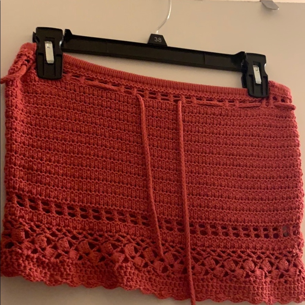 coral knitted tube top